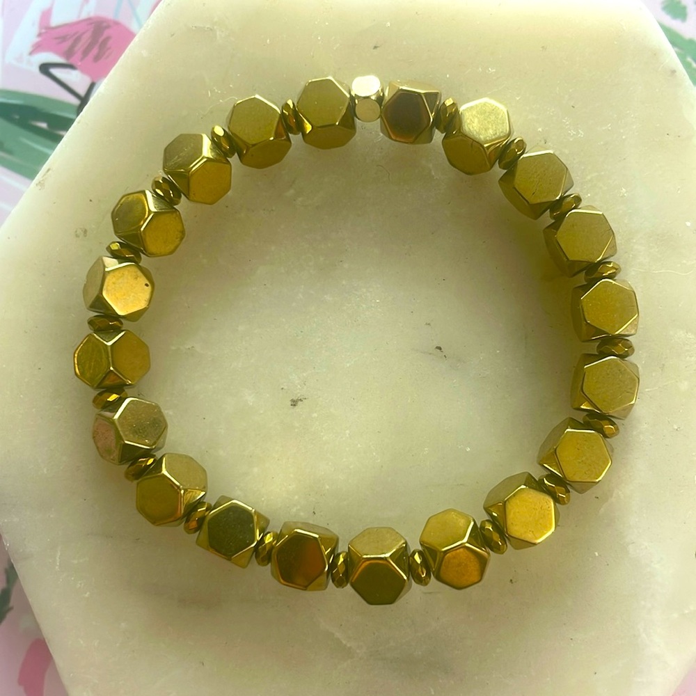 Hematite large cube bracelet